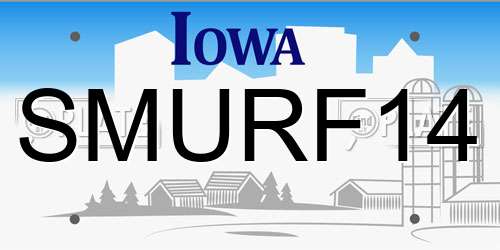 SMURF14 Iowa License Plate