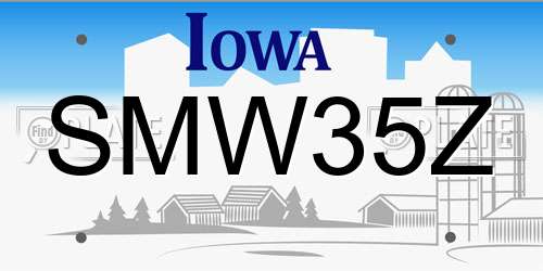 SMW35Z Iowa License Plate