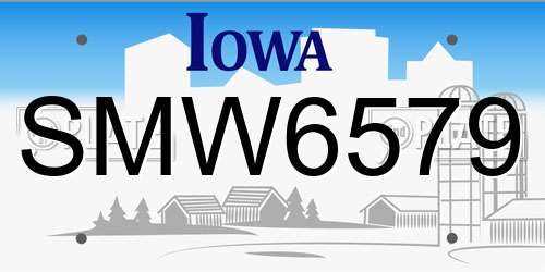SMW6579 Iowa License Plate