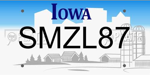 SMZL87 Iowa License Plate
