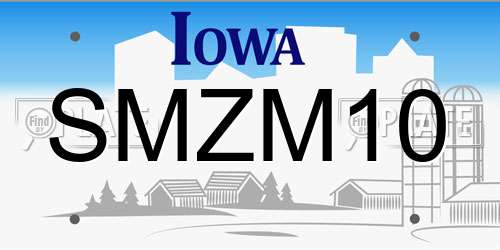 SMZM10 Iowa License Plate