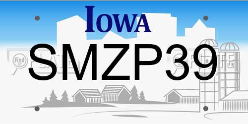 SMZP39 Iowa License Plate