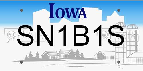 SN1B1S Iowa License Plate