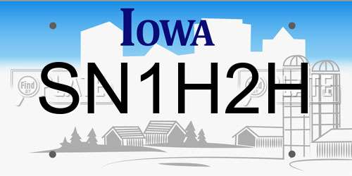 SN1H2H Iowa License Plate