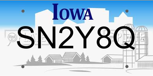 SN2Y8Q Iowa License Plate