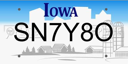 SN7Y8O Iowa License Plate