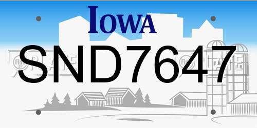 SND7647 Iowa License Plate
