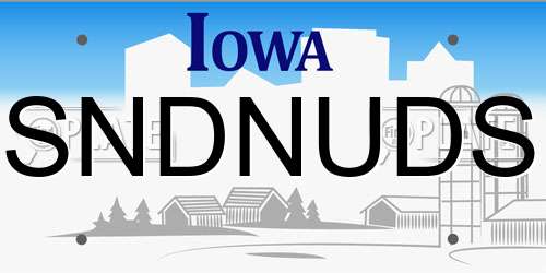 SNDNUDS Iowa License Plate
