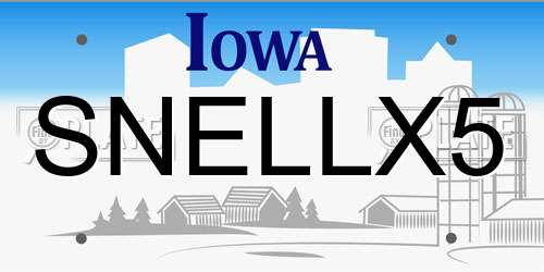 SNELLX5 Iowa License Plate