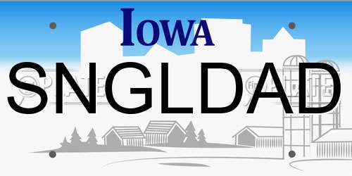SNGLDAD Iowa License Plate
