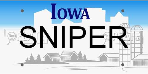 SNIPER Iowa License Plate