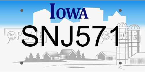 SNJ571 Iowa License Plate