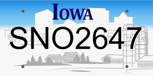SNO2647 Iowa License Plate
