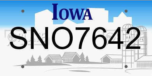 SNO7642 Iowa License Plate
