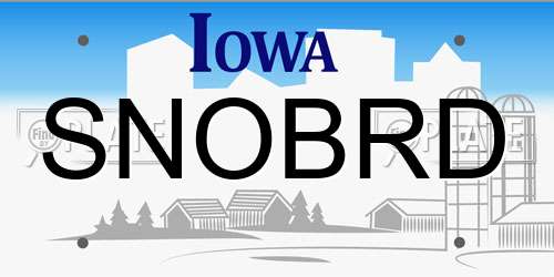 SNOBRD Iowa License Plate