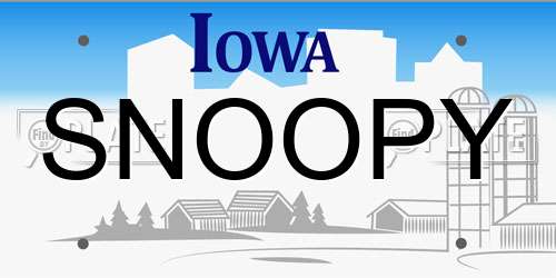 SNOOPY Iowa License Plate