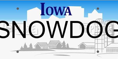 SNOWDOG Iowa License Plate
