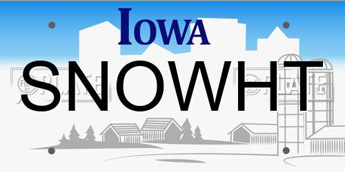 SNOWHT Iowa License Plate