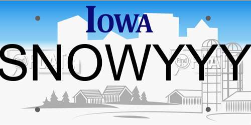SNOWYYY Iowa License Plate