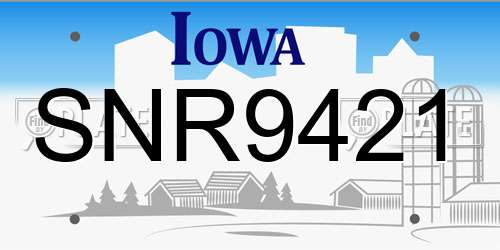 SNR9421 Iowa License Plate