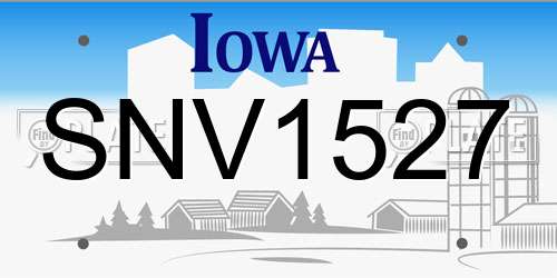 SNV1527 Iowa License Plate