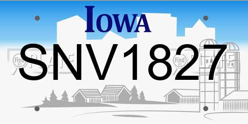 SNV1827 Iowa License Plate