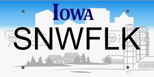 SNWFLK Iowa License Plate