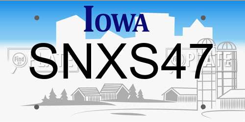 SNXS47 Iowa License Plate