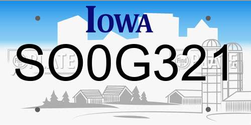 SO0G321 Iowa License Plate