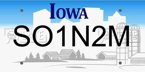 SO1N2M Iowa License Plate