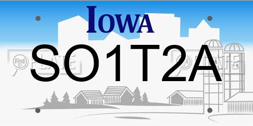 SO1T2A Iowa License Plate