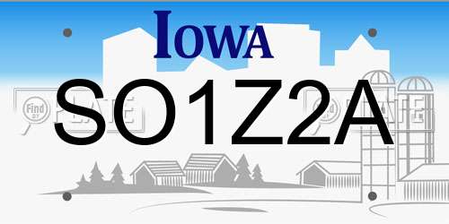 SO1Z2A Iowa License Plate