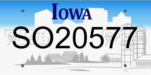 SO20577 Iowa License Plate