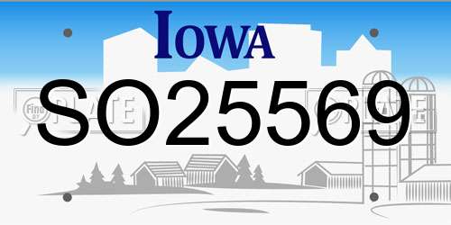 SO25569 Iowa License Plate
