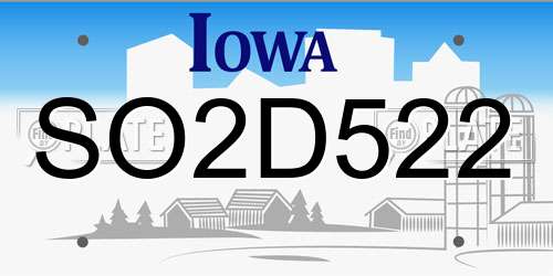SO2D522 Iowa License Plate