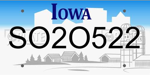 SO2O522 Iowa License Plate