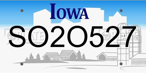 SO2O527 Iowa License Plate