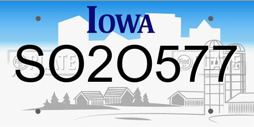 SO2O577 Iowa License Plate