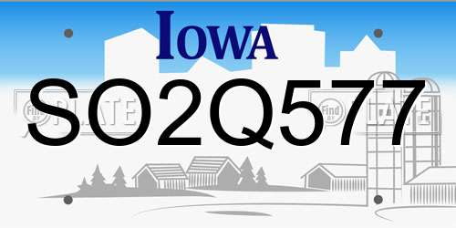 SO2Q577 Iowa License Plate