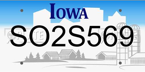 SO2S569 Iowa License Plate