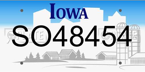 SO48454 Iowa License Plate