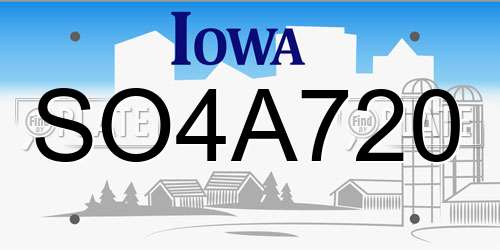 SO4A720 Iowa License Plate