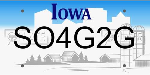 SO4G2G Iowa License Plate