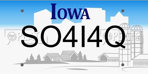 SO4I4Q Iowa License Plate