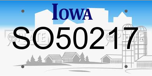 SO50217 Iowa License Plate