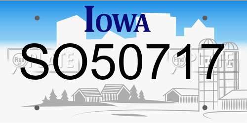 SO50717 Iowa License Plate