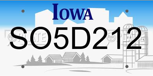 SO5D212 Iowa License Plate