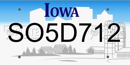 SO5D712 Iowa License Plate