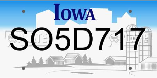 SO5D717 Iowa License Plate