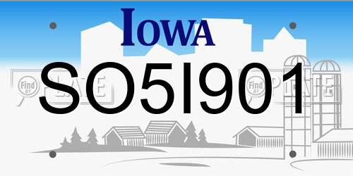 SO5I901 Iowa License Plate